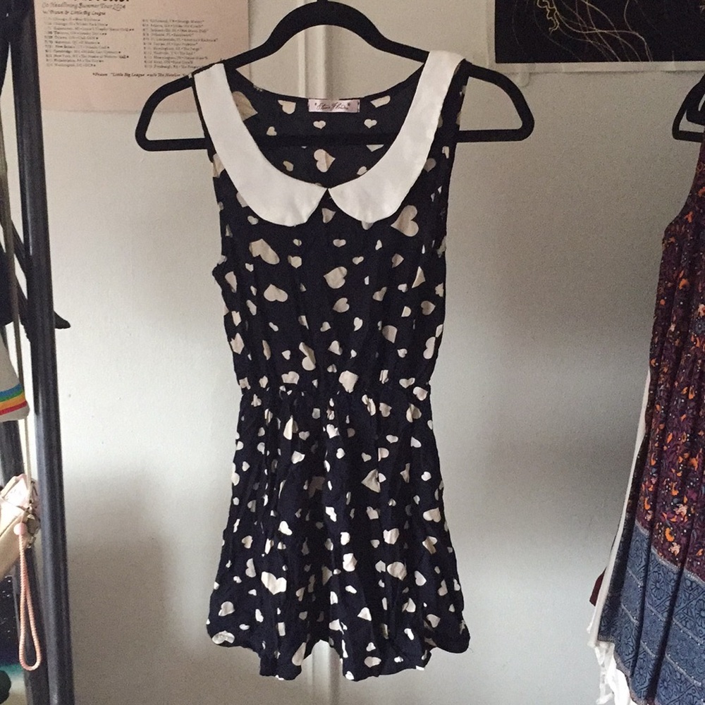Stone Flower collared blue heart dress